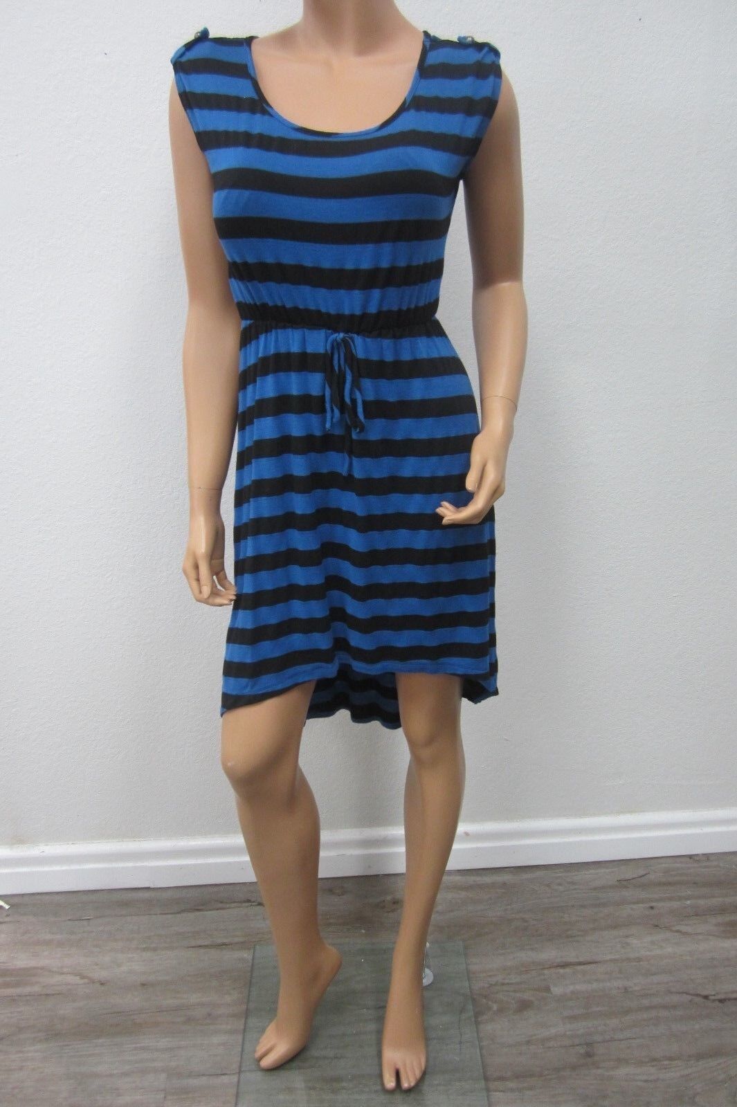 Gianni Bini SUPER CUTE High/Low Dress Blue Black Stripe Size XS