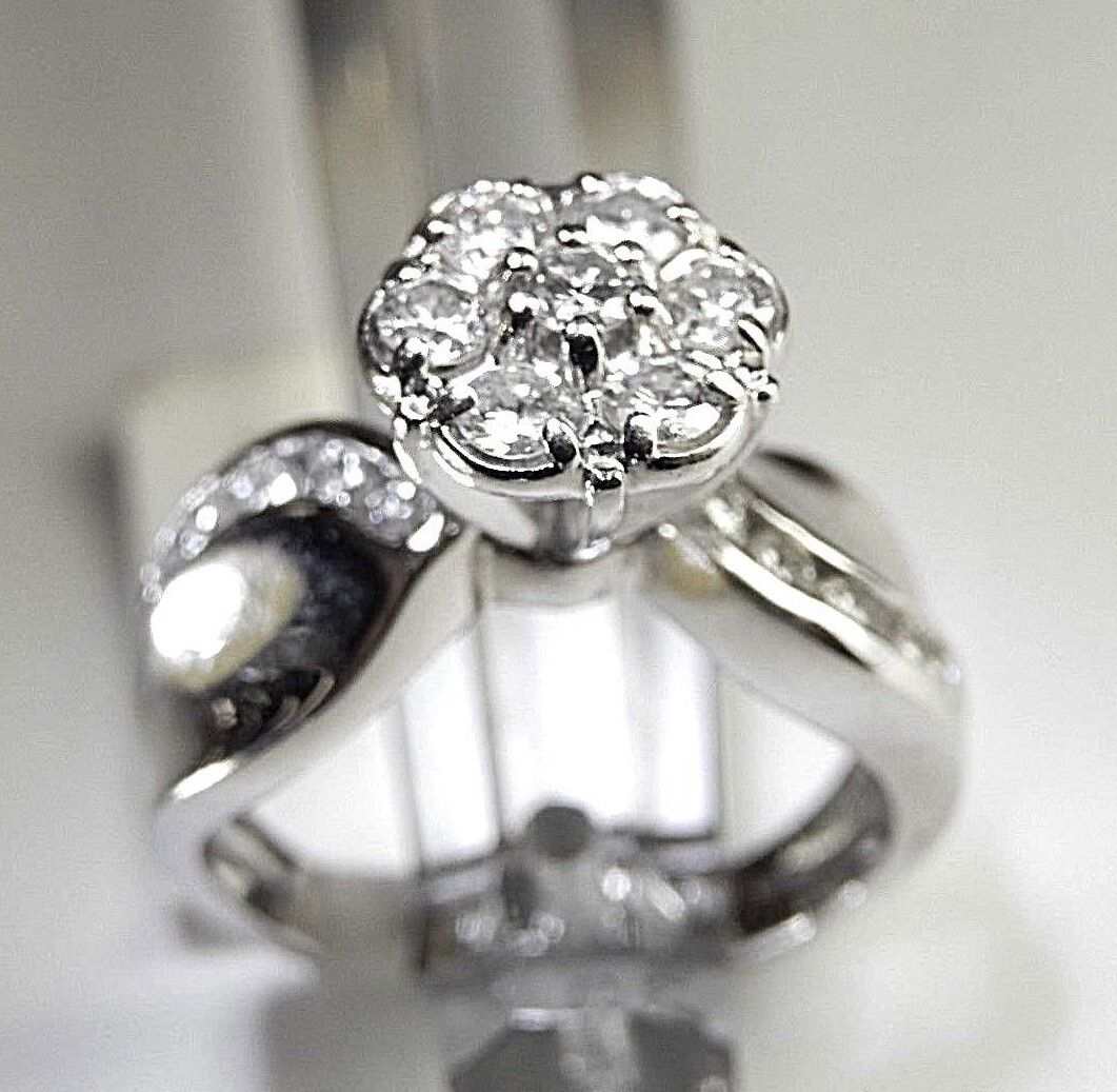 14K WHITE GOLD 1.00 CT NATURAL DIAMOND BRIDAL WEDDING ENGAGEMENT RING SIZE 6.5