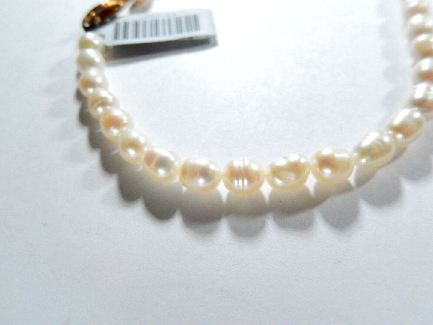*VINTAGE*  18" Oval Ringed White Cream Freshwater Pearl Necklace w/Lobster Clasp