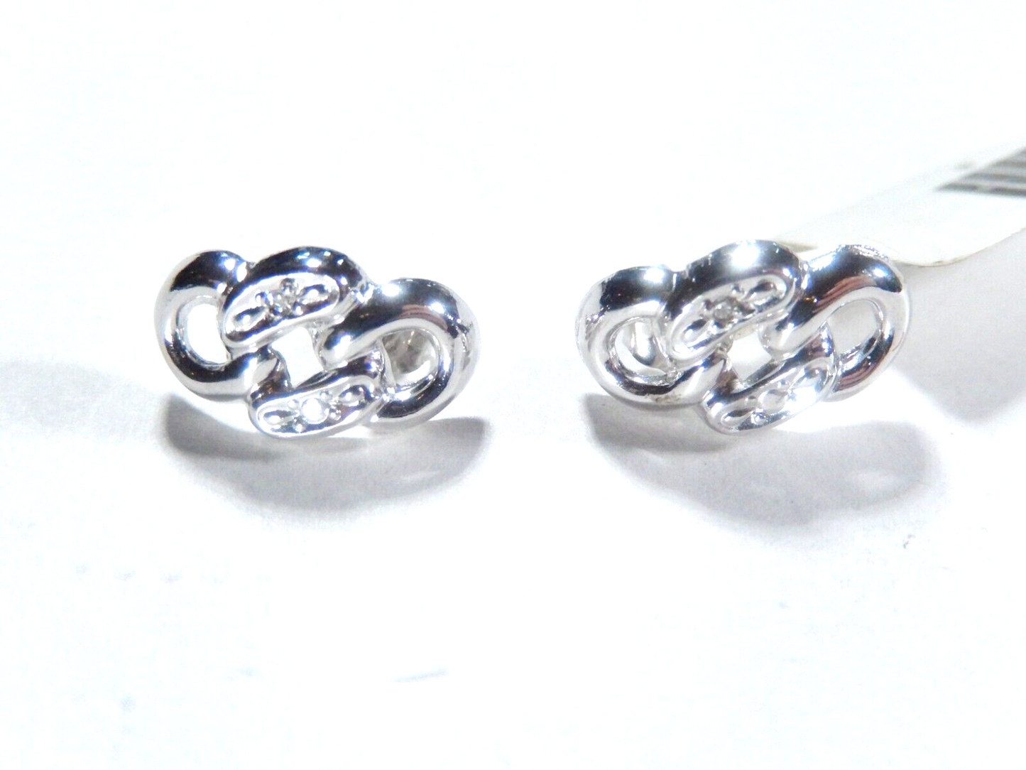 14k White Gold  Genuine Diamond Decorative Post Earrings