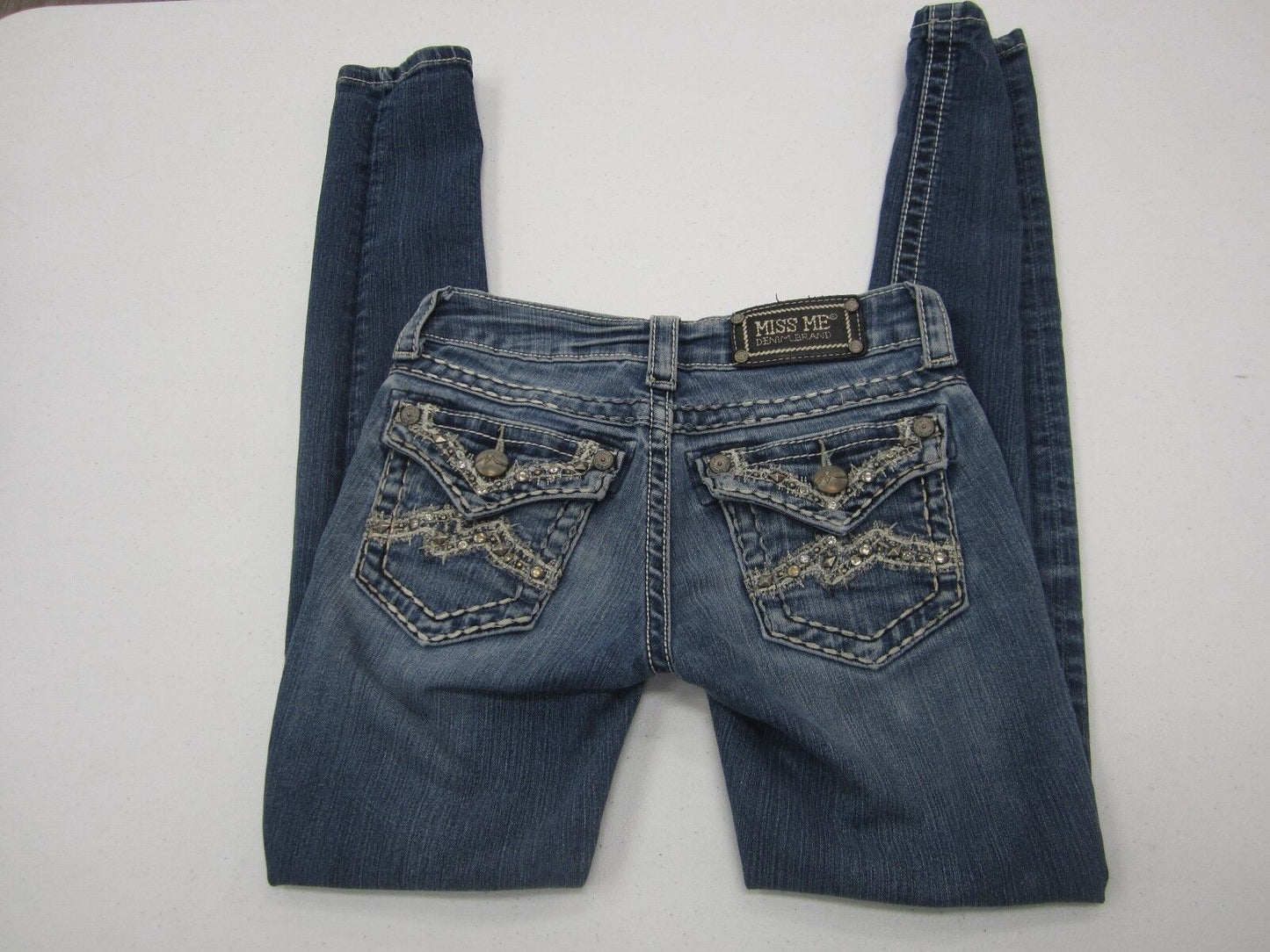 MISS ME Buckle LOW RISE SKINNY RHINESTONE EMBELLISHED JEANS 24 x 31 JE1072S2R