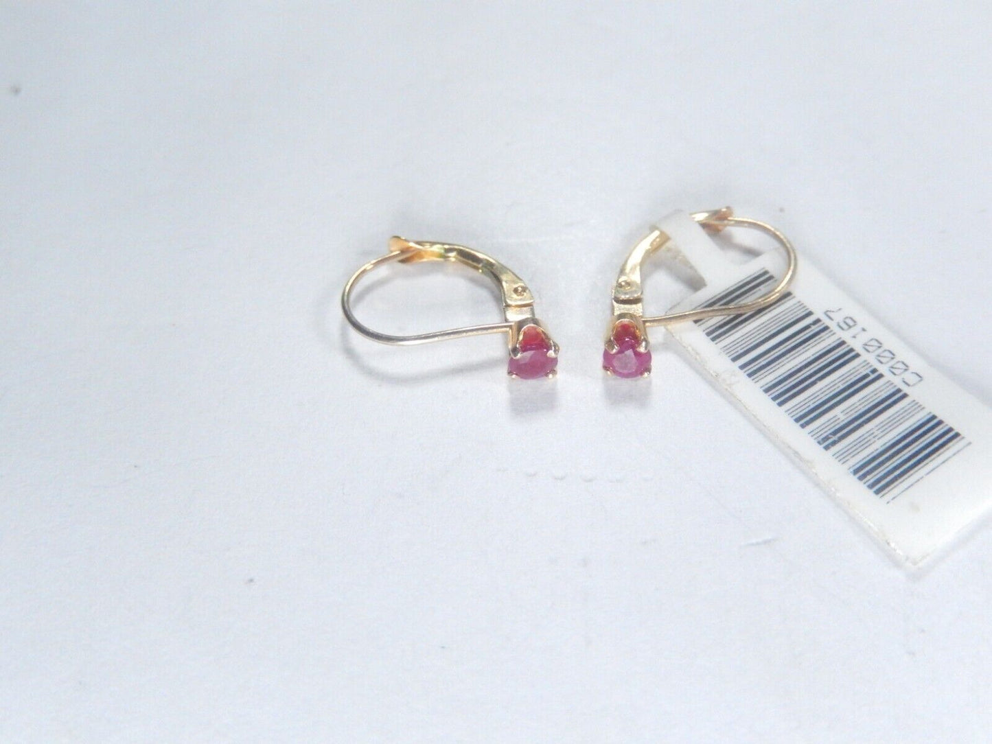 *VINTAGE*  14k Yellow Gold Round Ruby Lever-back Earrings