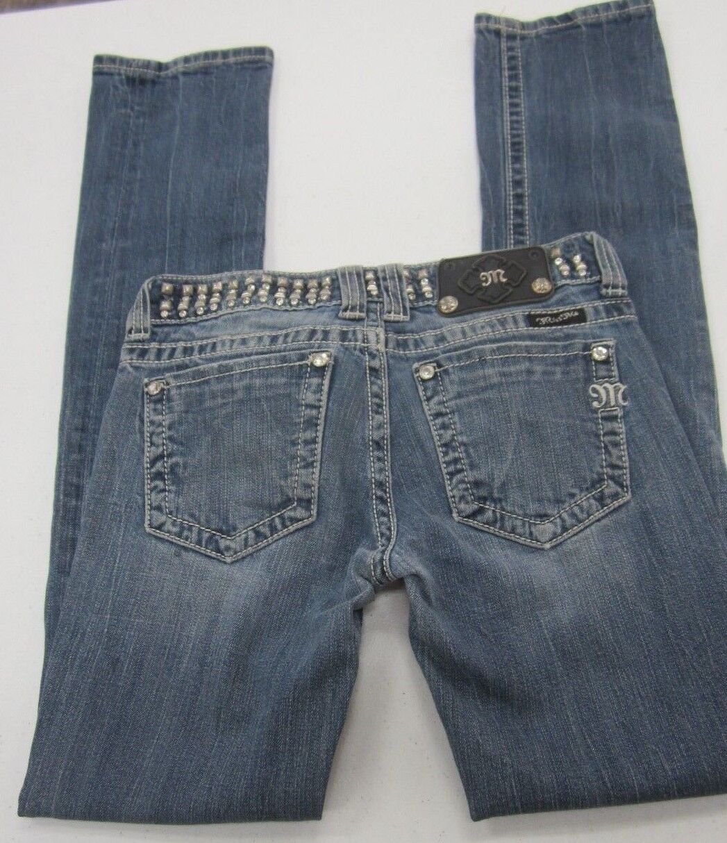 Miss Me JP5130ST Straight Studded Rhinestone Stretch Blue Jeans size 26 x 32