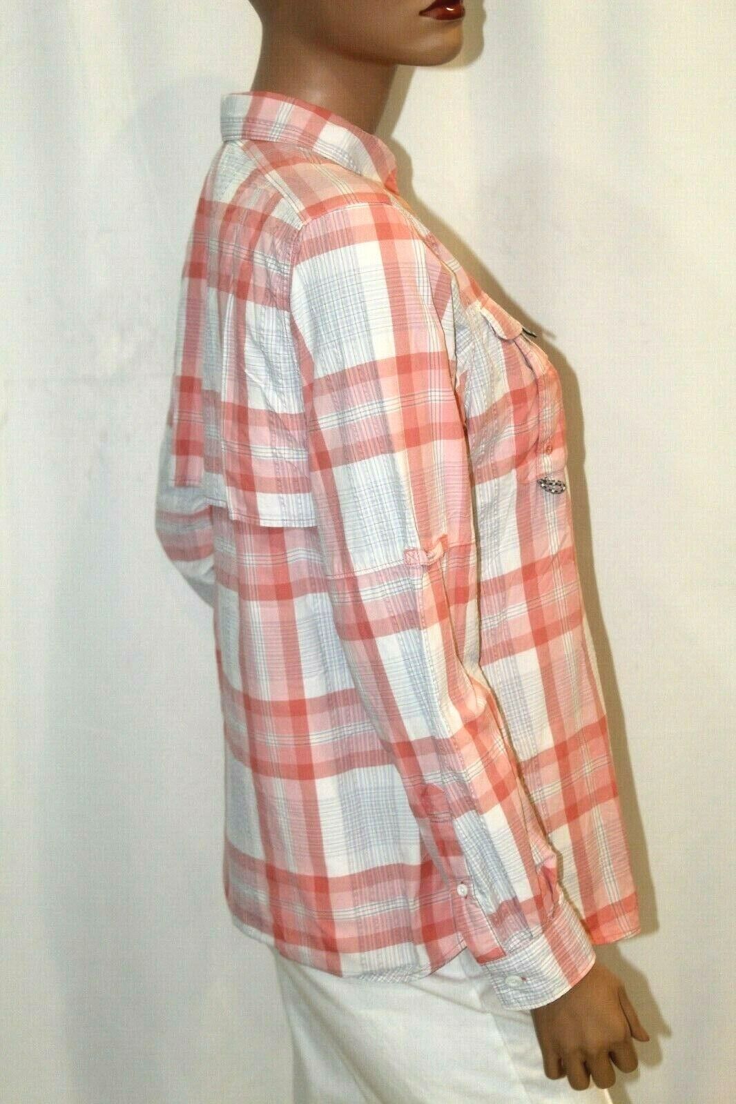NICE-Columbia Women's PFG Super Bahama Plaid Vented Long Sleeve Shirt Size Small