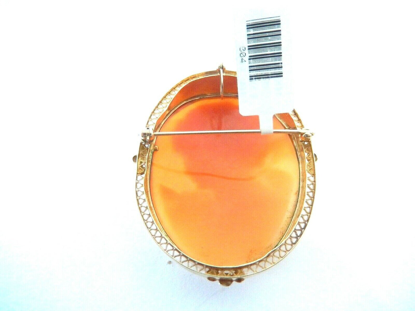 *VINTAGE*  14K Yellow Gold Bordered Extra Large 2" x 1.5" Cameo Pin/Pendant