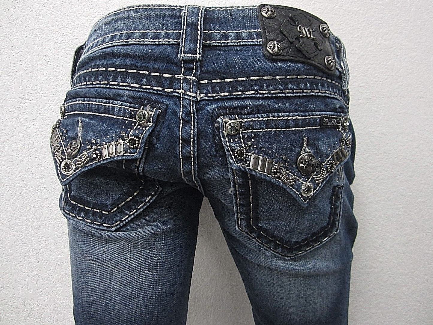 NWOT MISS ME JP5997S Super Cute Embellished FLAP SKINNY JEANS Size 26 x 31