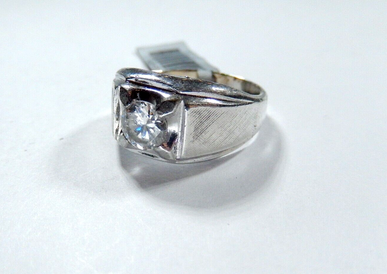 *VINTAGE* Sterling Silver 1.00 CT CZ Round Brilliant Solitaire Men’s Ring Sz 8.5