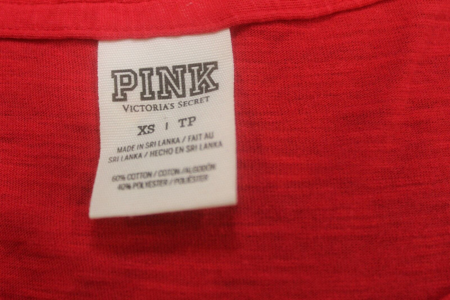 *NWOT* Victoria Secret Pink Large Long Sleeve Red  Shirt Size XS