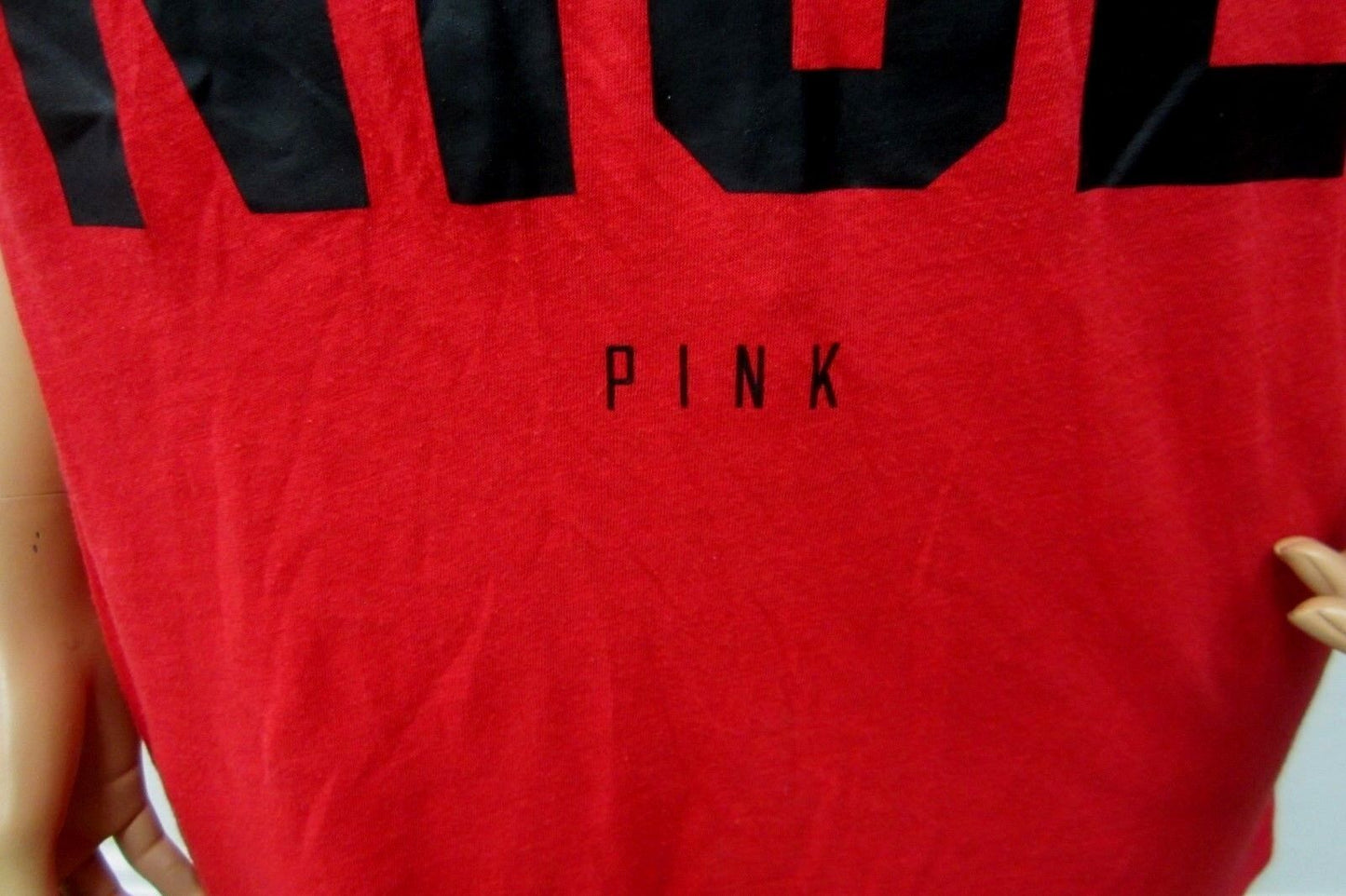Victoria's Secret PINK SEXY Shirt Naughty Not Nice Red Raglan S/P