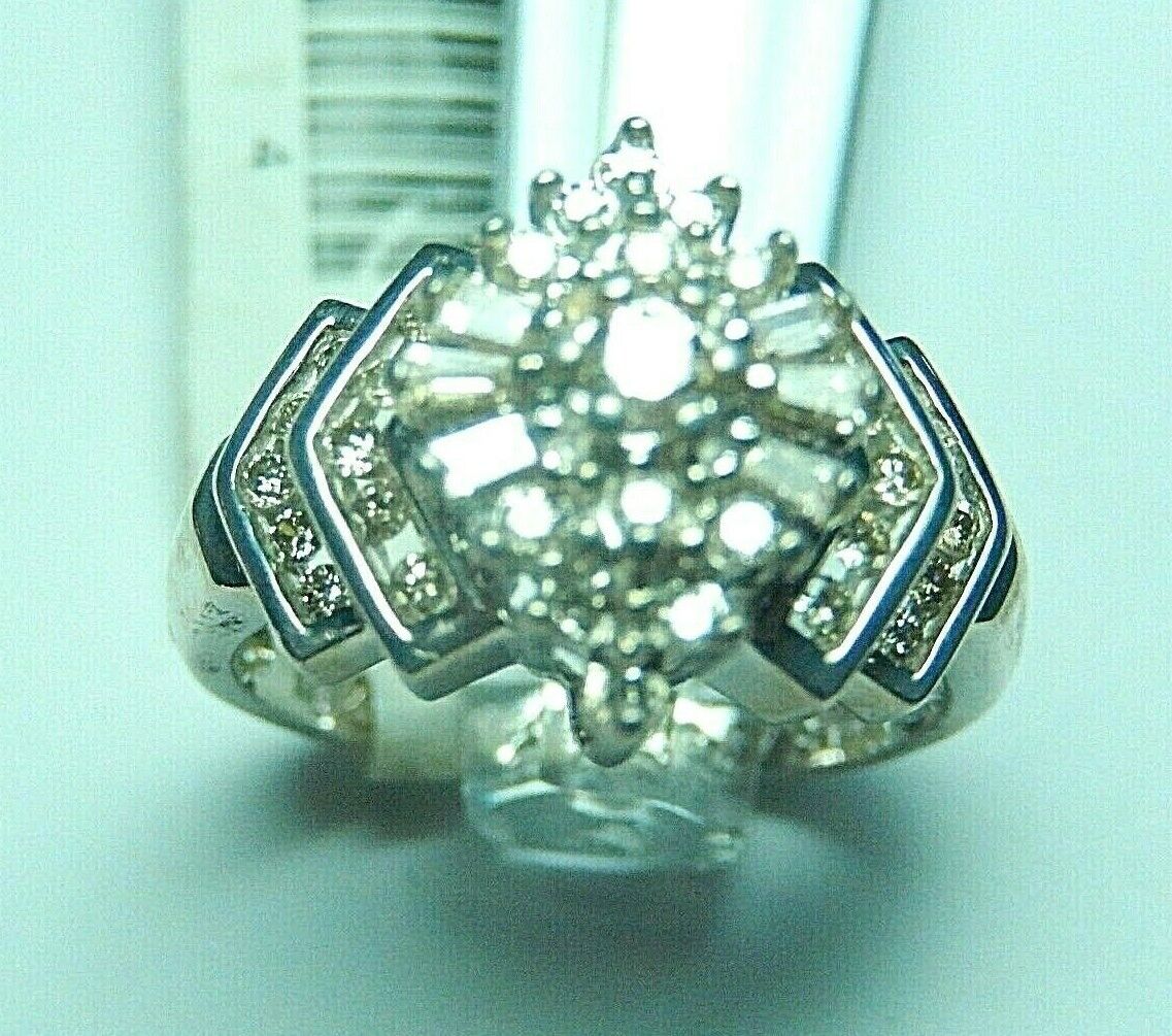 LADIES 14K WHITE GOLD  3/4 CT VS-2  NATURAL DIAMOND BALLERINA RING  SIZE 7
