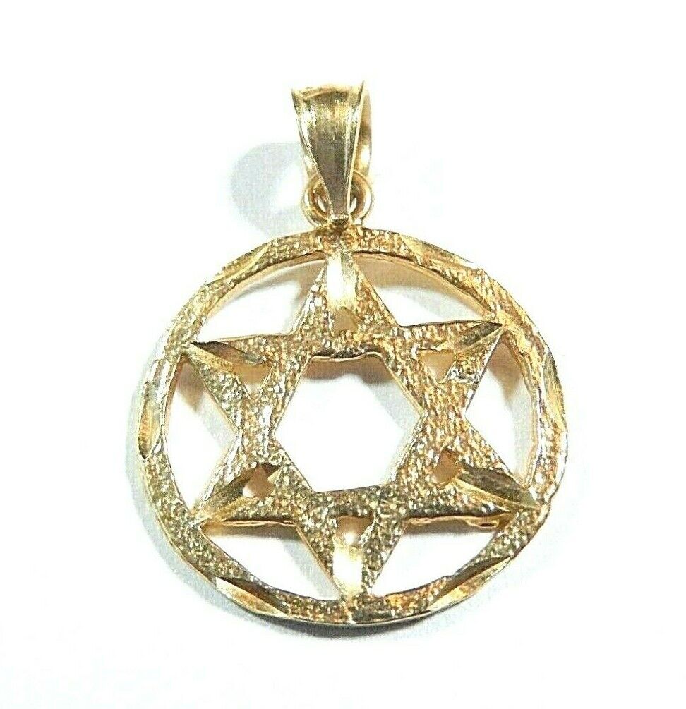 *NEW* 14K Yellow Gold Star of David Charm Pendant For Necklace or Chain - 3/4"