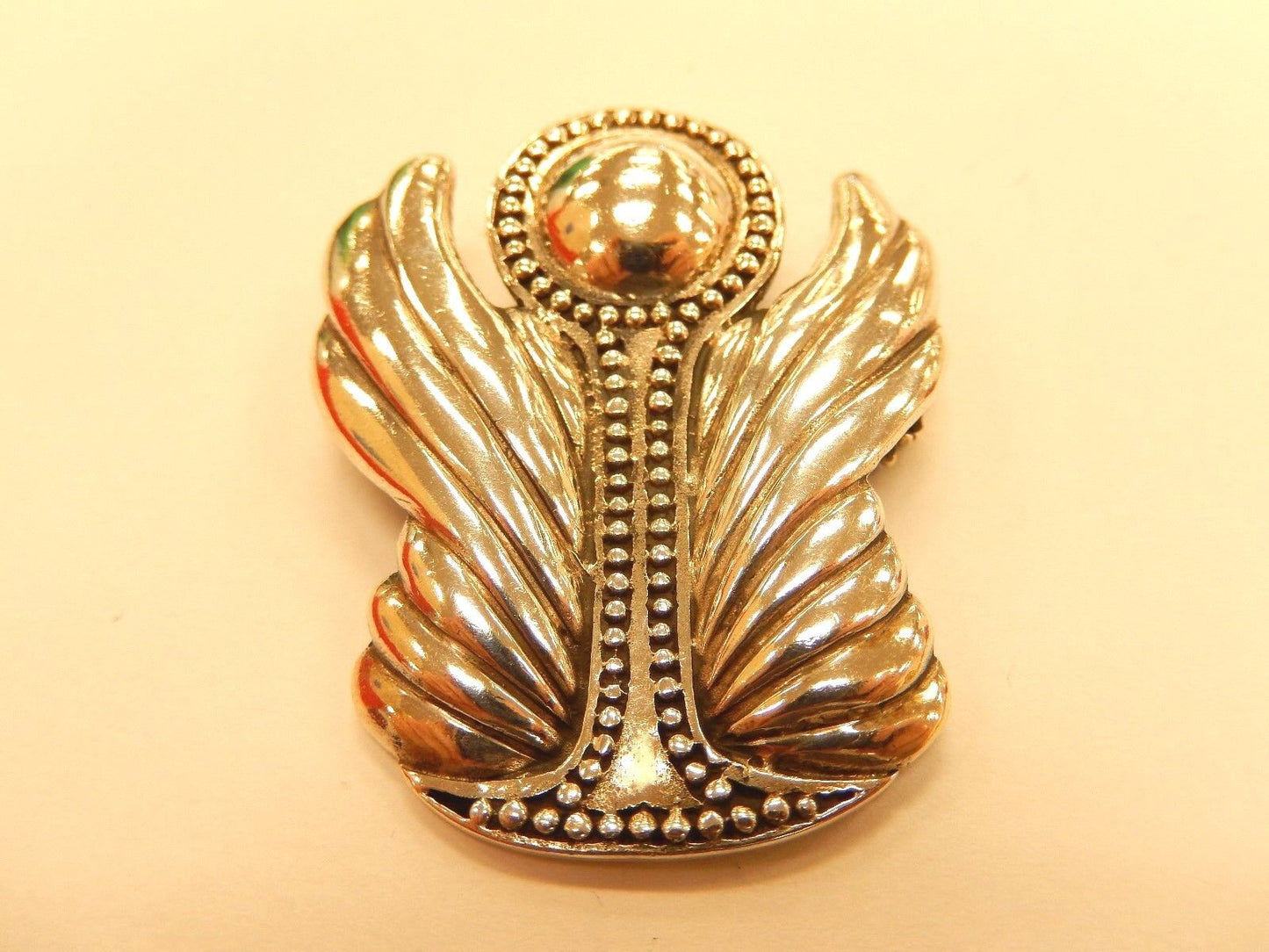 LARGE VINTAGE HEAVY SOLID STERLING SILVER ANGEL PENDANT/PIN-925- BEAUTIFUL SHAPE
