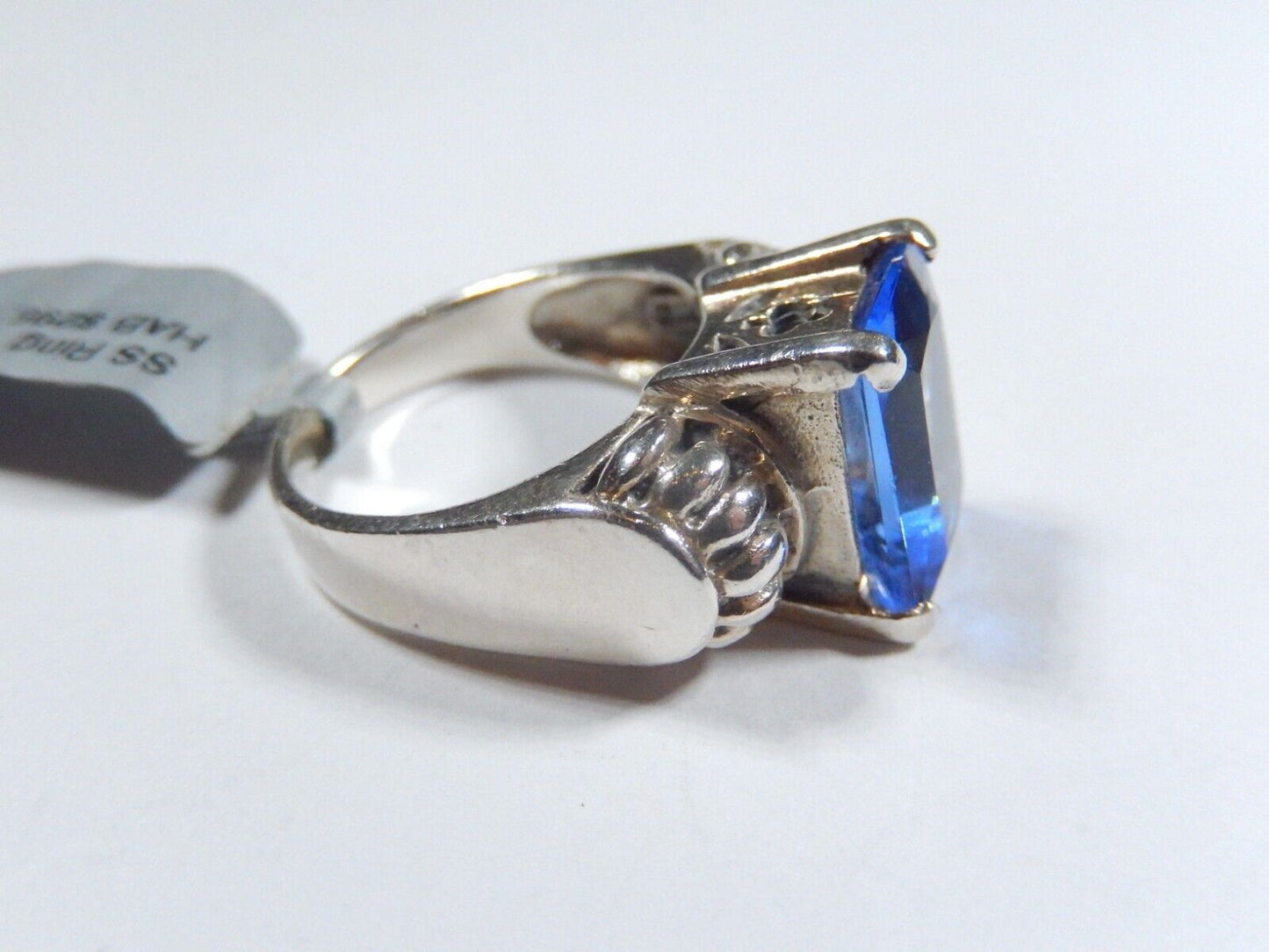 *VINTAGE*  Art Deco 925 Sterling Silver 10.0 CT Tanzanite Lab Ring Size 7