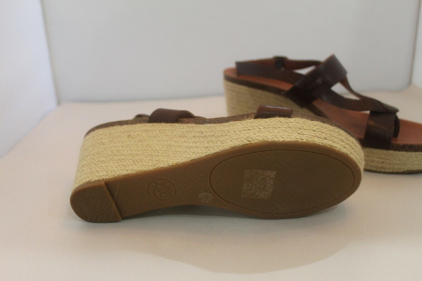 Lucky Brand Wedge Sandals Straw Open Toe Brown Shoes Buckles Boho Shoes Size 9.5