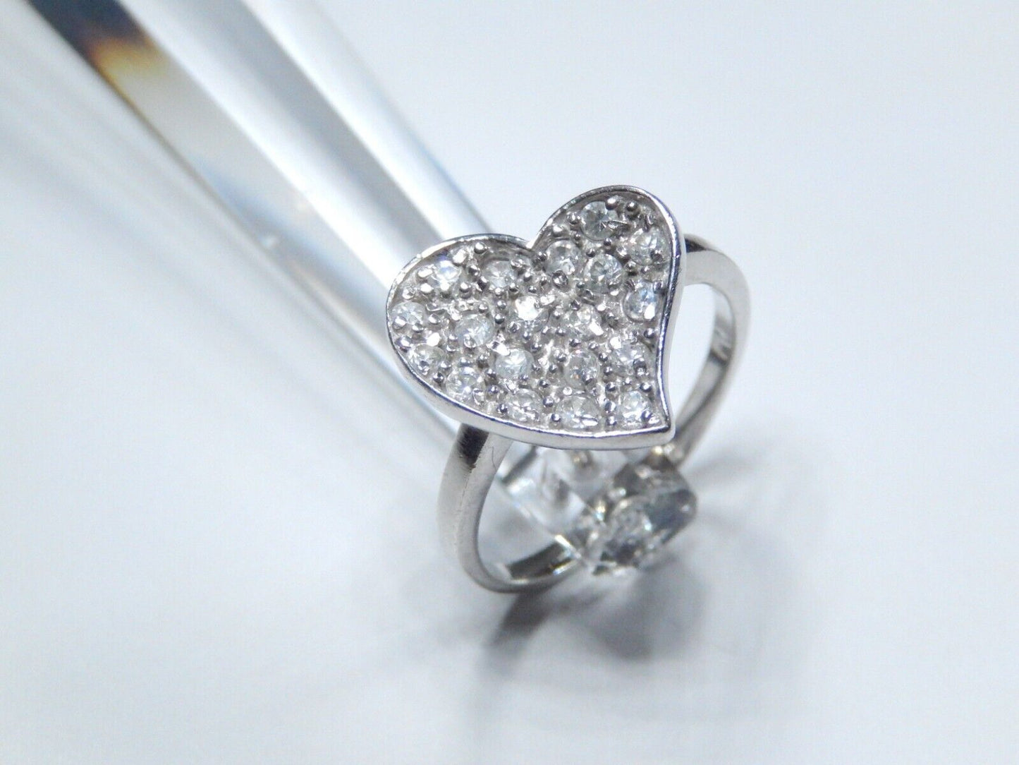 *VINTAGE*  925 Sterling Silver Cubic Zirconia Cluster Heart Ring Size 7