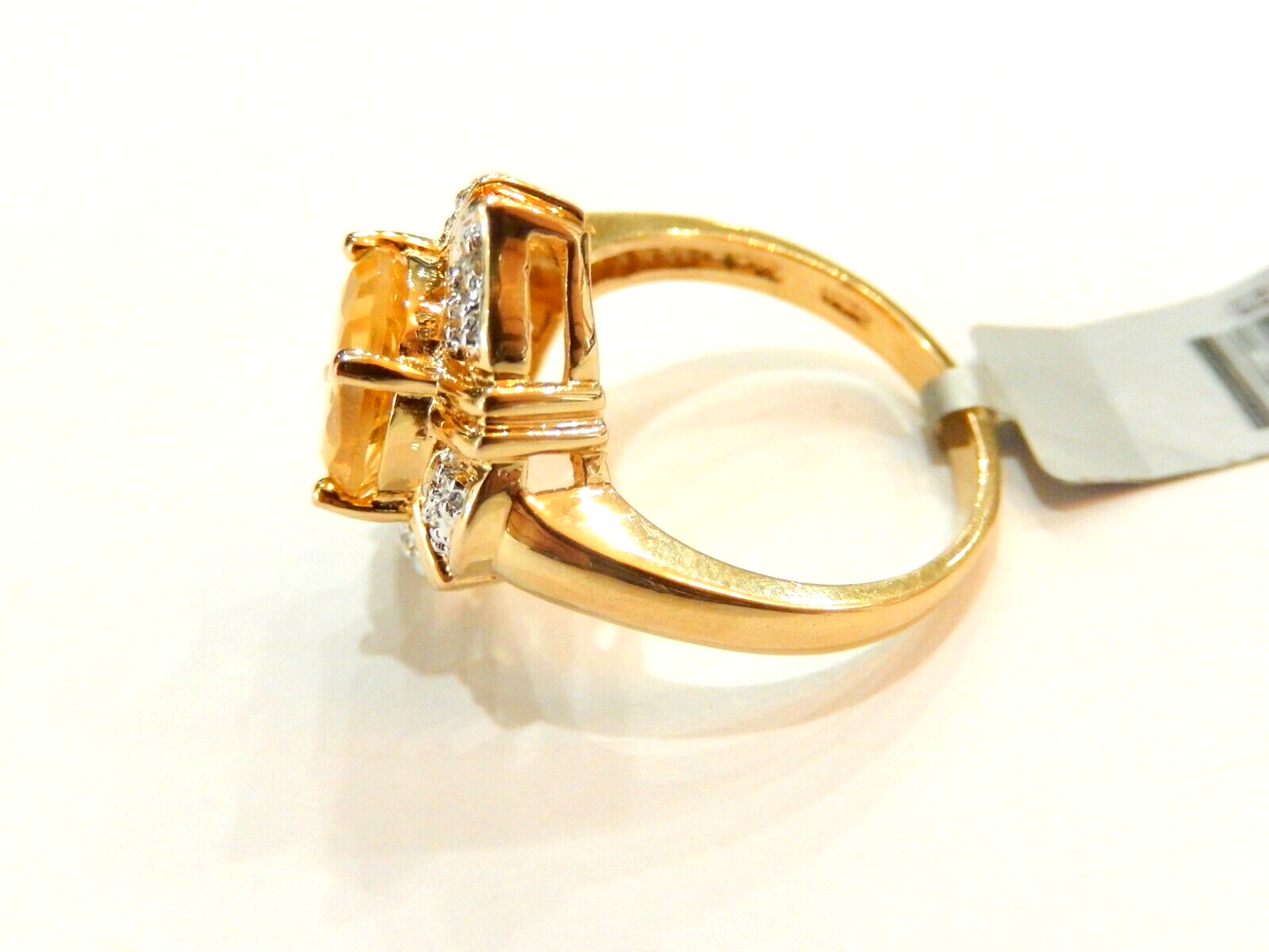 14k Yellow Gold Vermeil Sterling  10.0CT Citrine & Natural Diamond Ring Sz10.25