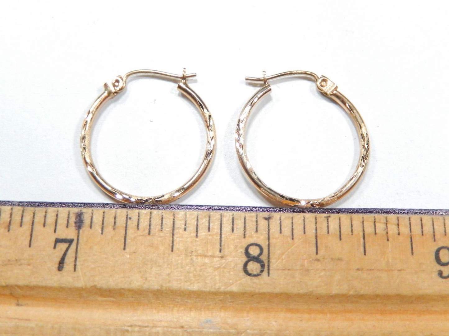 20mm 14K Real Solid Yellow Gold Full Diamond-Cut Round Creole Hoop Earrings