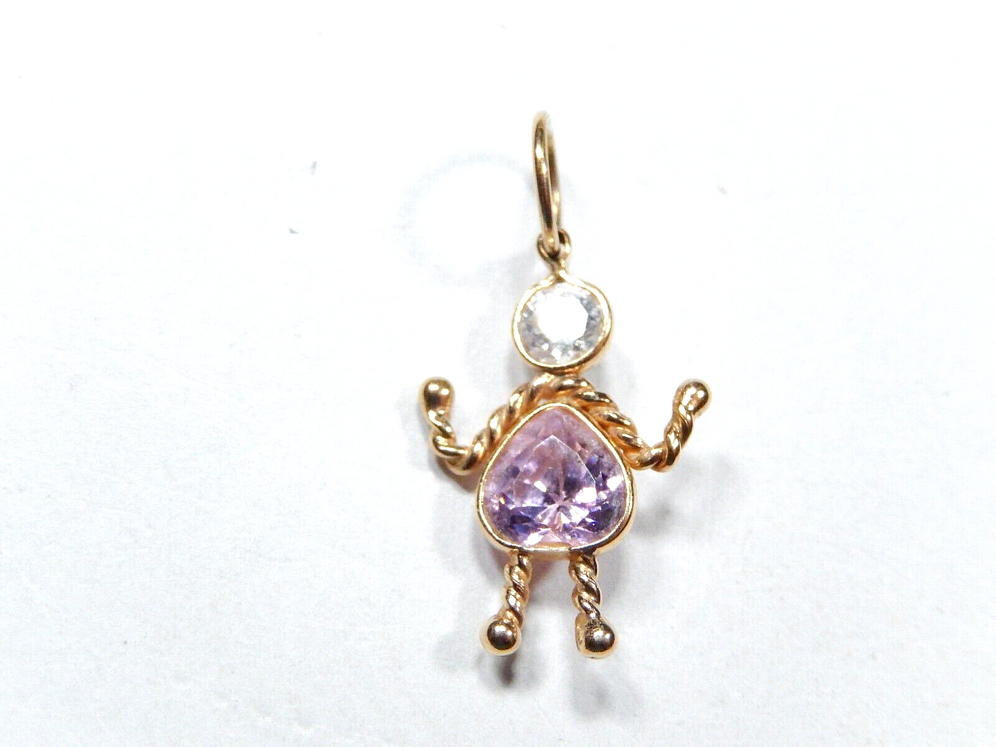 Pendant Charm 14k Yellow Gold Birthstone Child Kid Pink Sapphire For September