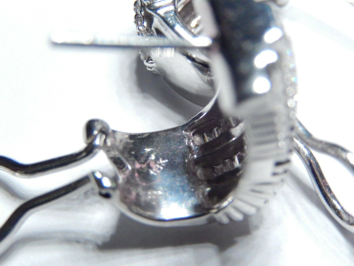 18K White Gold VS E/F 2.00 CTW Natural  Diamond Omega Back Earrings