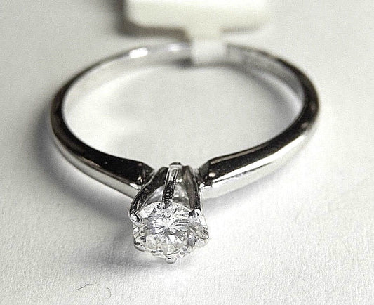 Solid 14k White Gold 1/4 CT Natural VS Diamond Solitaire Engagement RING Sz 6.5
