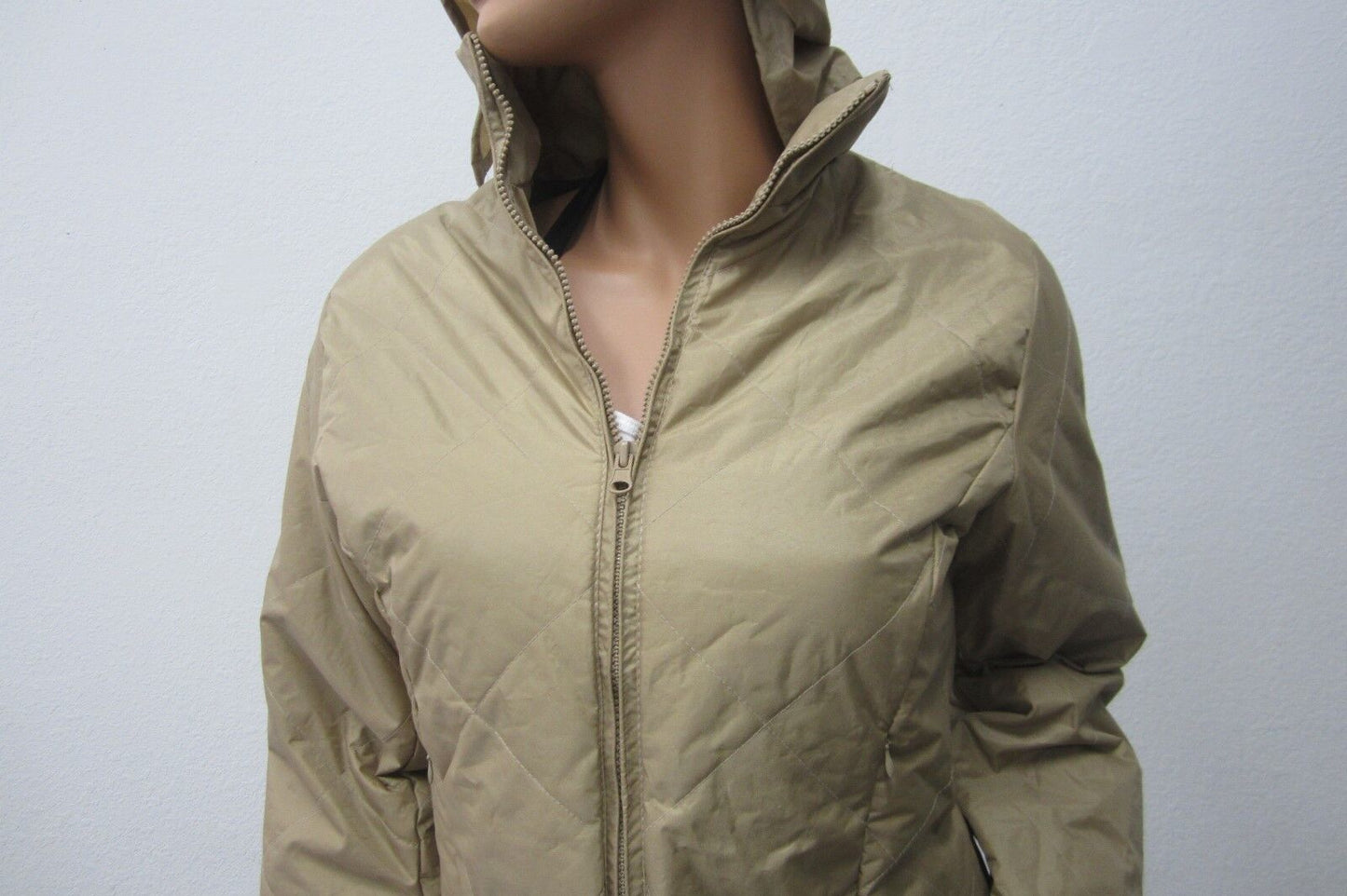 Sixty Six  Puffer Tan Jacket with Flanel Lining Front Zip Sleeve Zip Size M