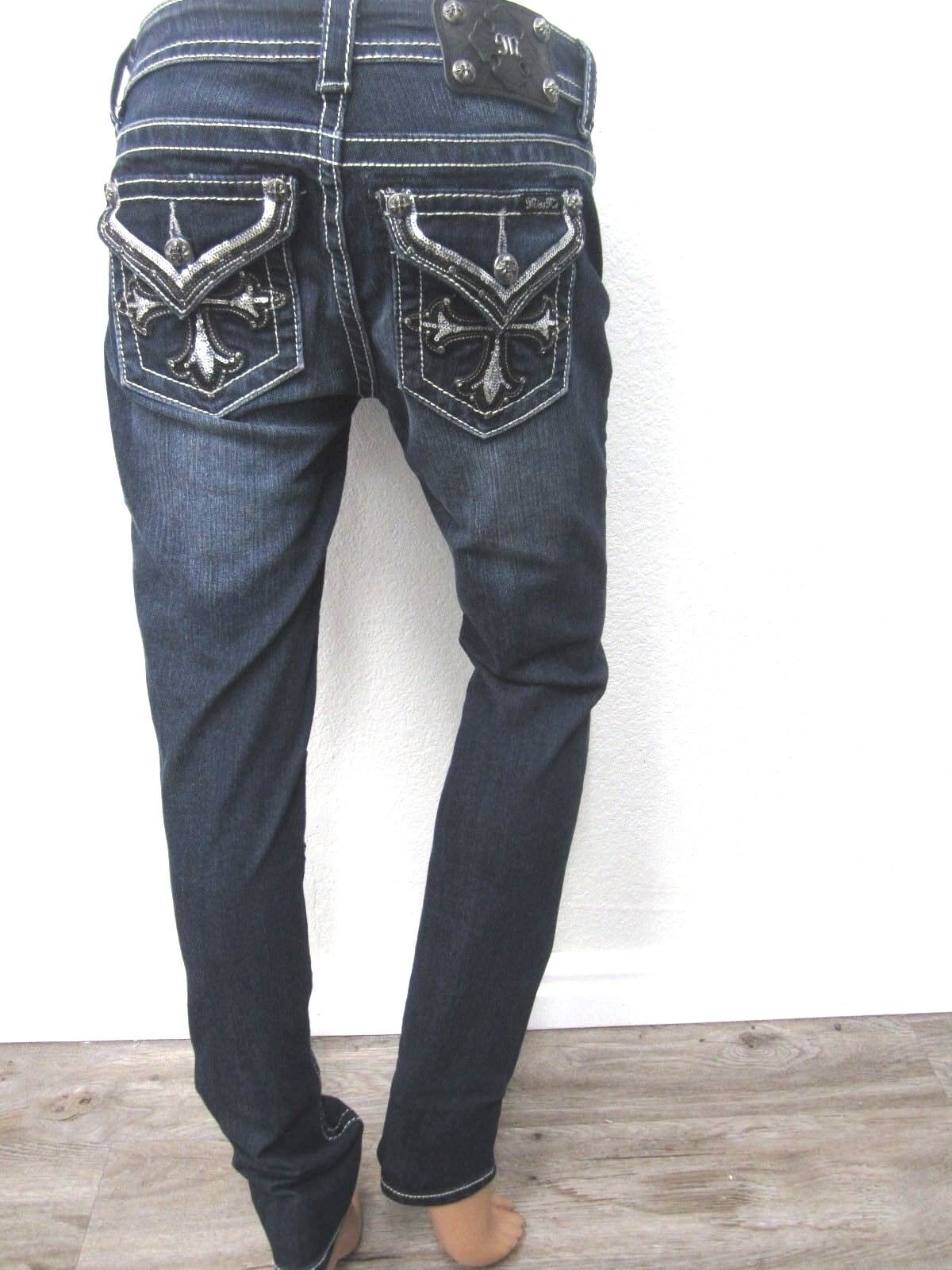 NWOT MISS ME MID- RISE CROSS DARK COLOR MID RISE SKINNY DENIM JEANS SIZE 26 x 31