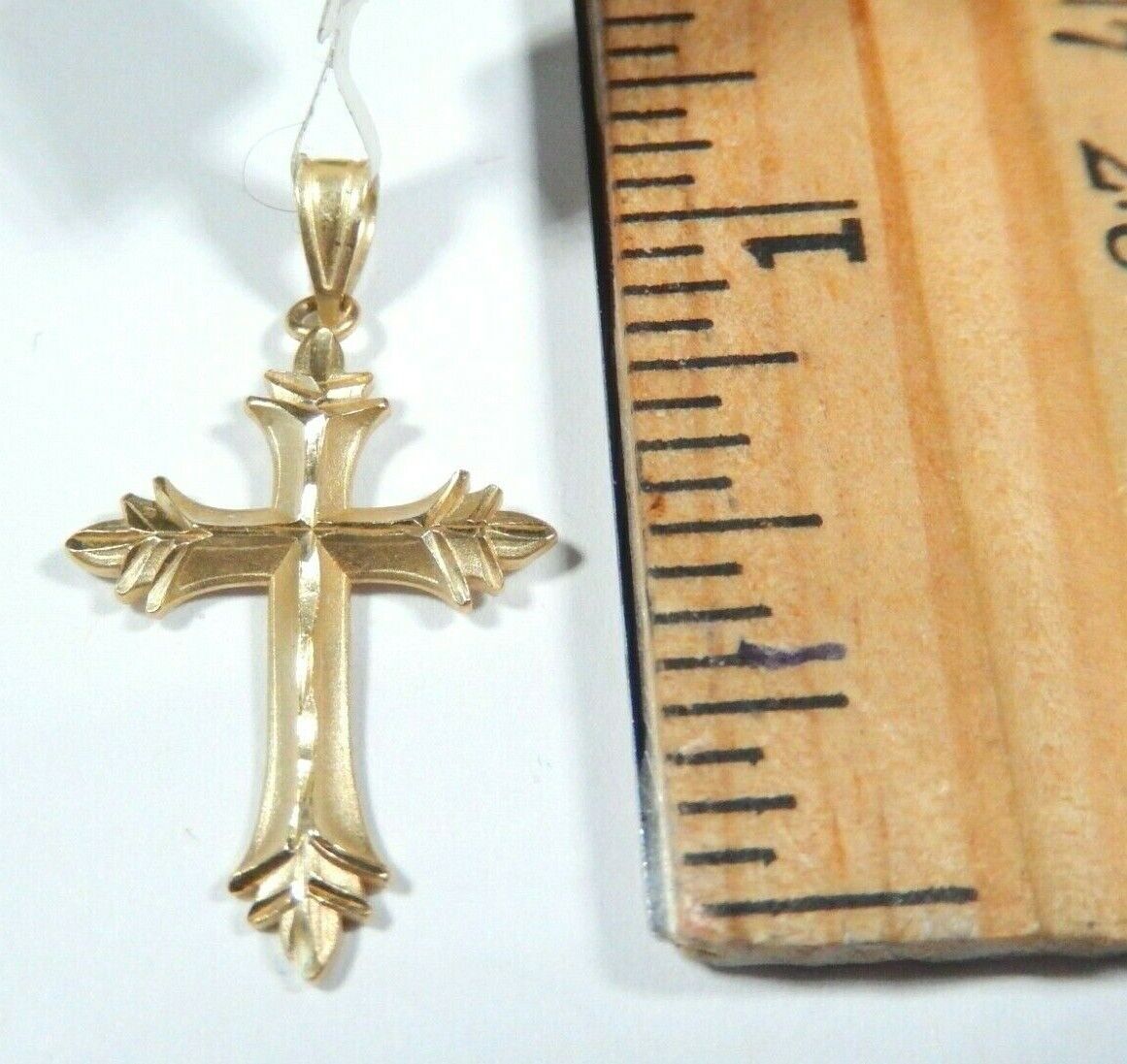 *NEW*  14K Yellow Gold Cross Religious  Pendant  - 1 1/8"  x  5/8"