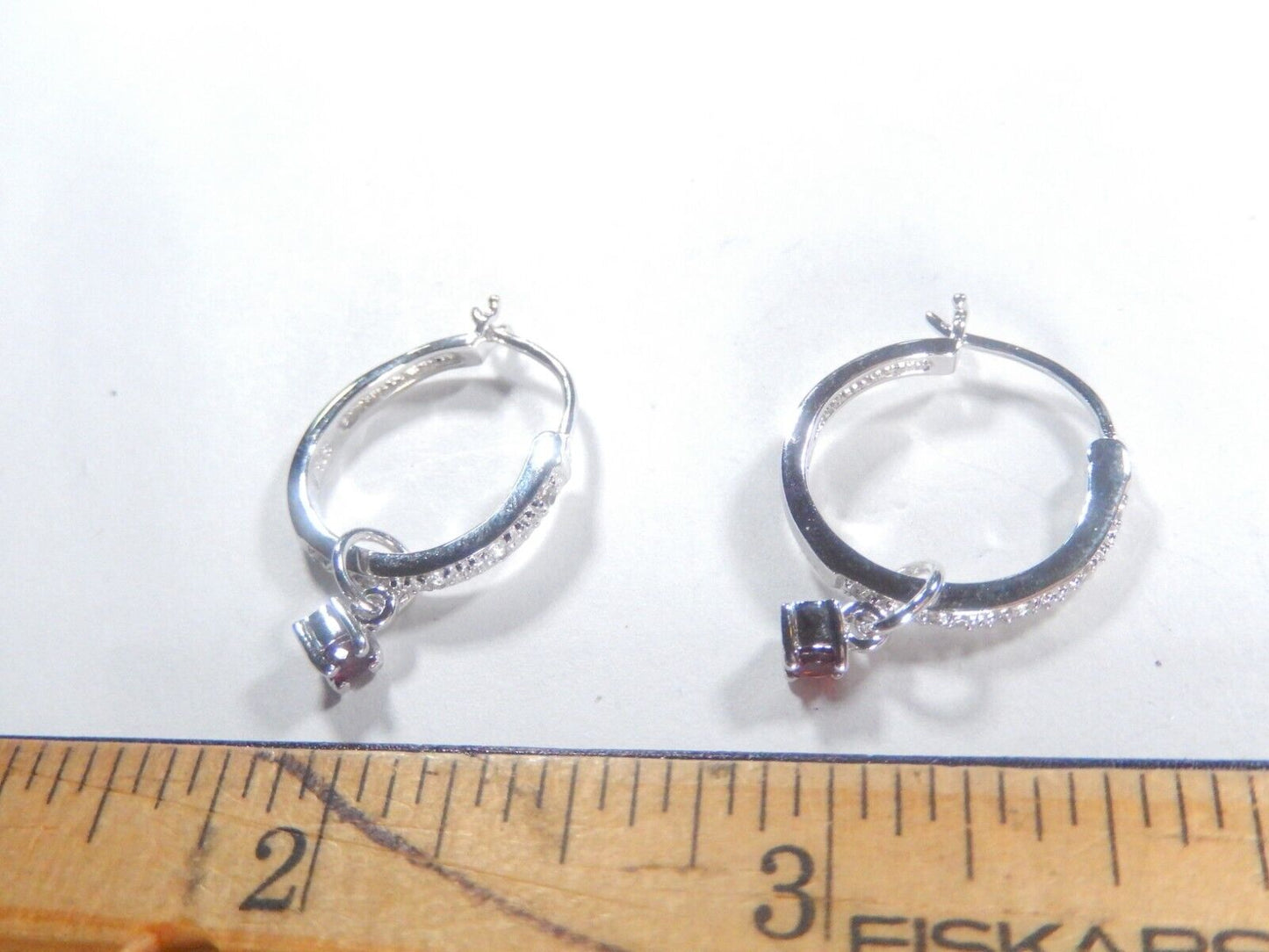 Sterling Silver Genuine Diamond Hoop Dangle Earrings