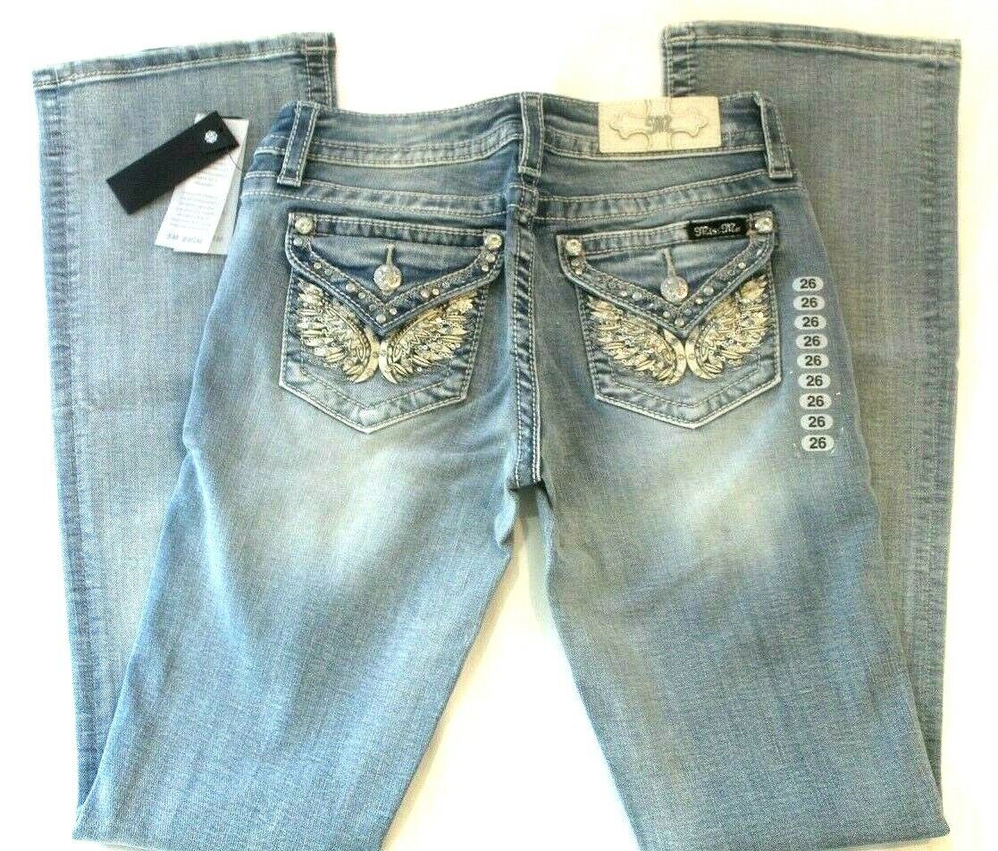 *NWT* $109. Miss Me Women's Mid-Rise Chloe Boot Cut Jeans M3080B6 Sz 26 x 34