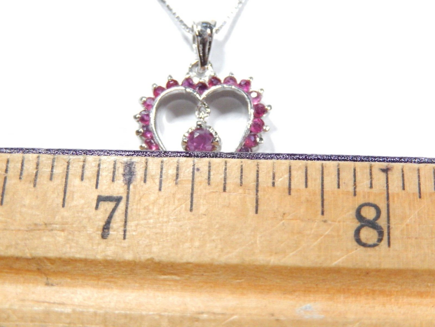 NEW Sterling Silver Natural Ruby Heart Dangle Pendant w/18"chain
