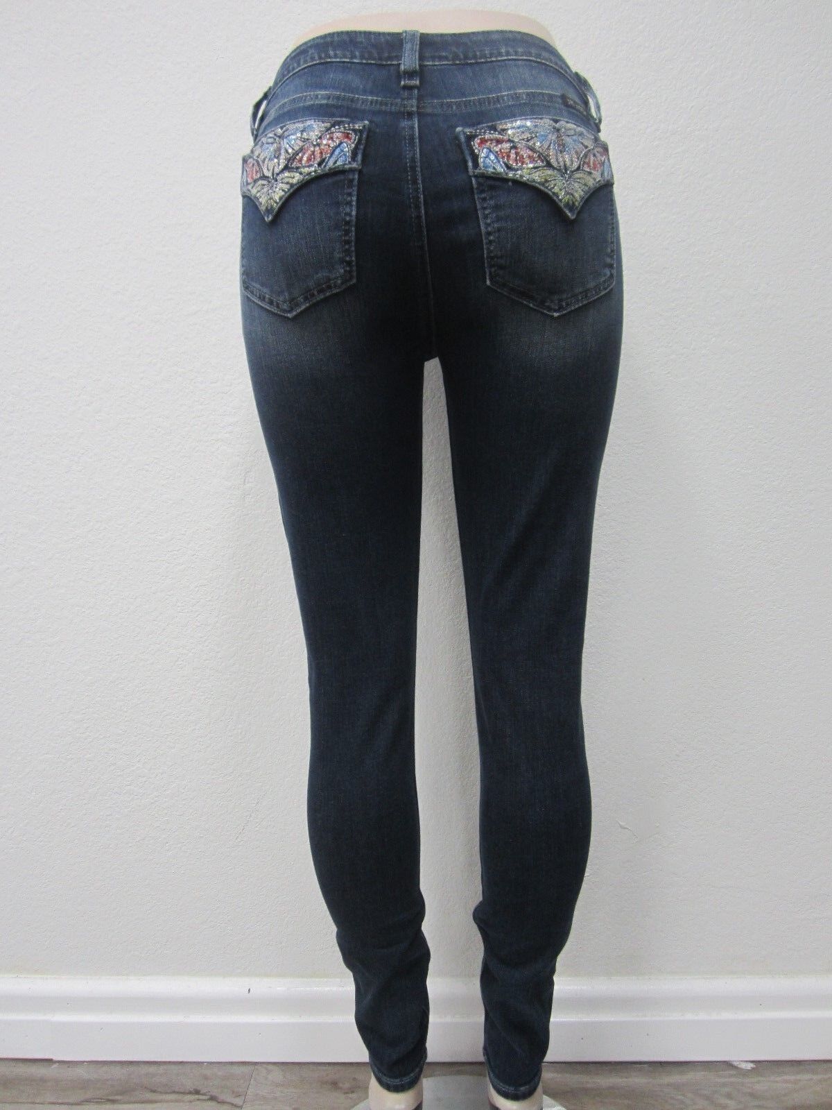 NWT MISS ME Embellished Pockets Skinny Stretch Jeans 27 x 30 Medium Blue M3033S