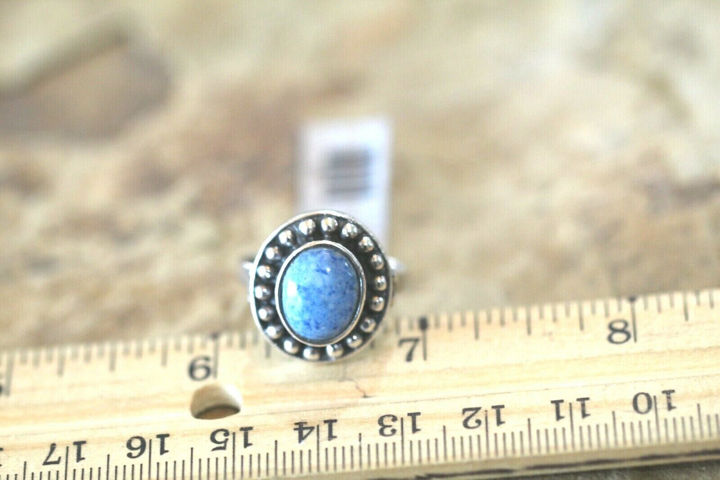 *VINTAGE*  Native American DENIM LAPIS Sterling Silver Ring Size 8.75