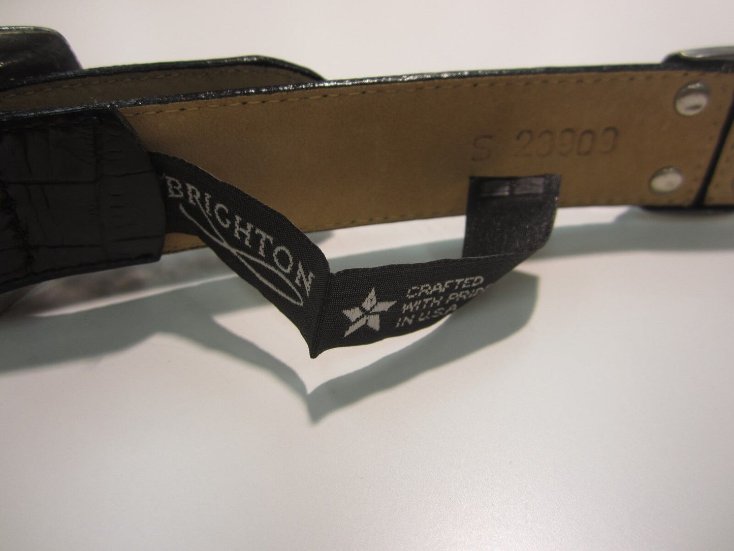 VERY NICE1996 BRIGHTON S 23909 BROWN & BLACK  WESTERN STYLE FAUX CROCODILE BELT