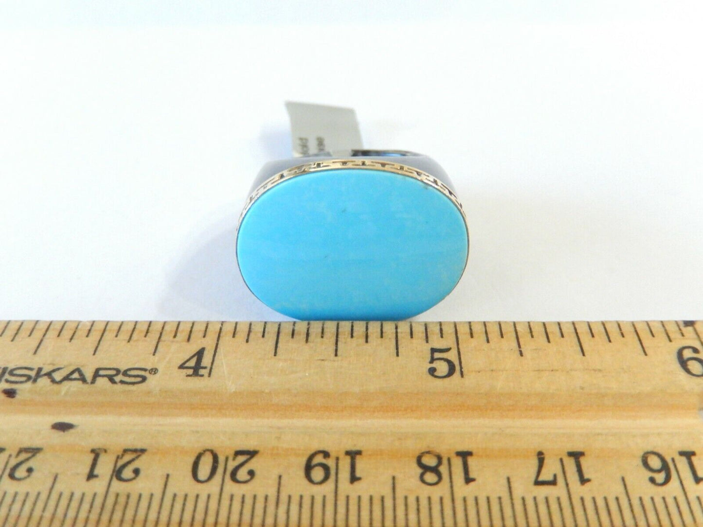 *VINTAGE*  LARGE - Signed "GSJ" - 14K Yellow Gold Black Onyx & Turquoise Ring