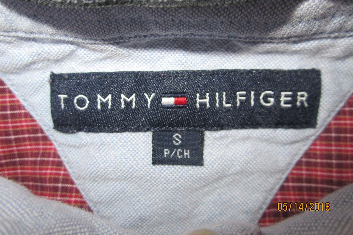 NICE Tommy Hilfiger Mens Red Plaid Long Sleeve Button Up Shirt S