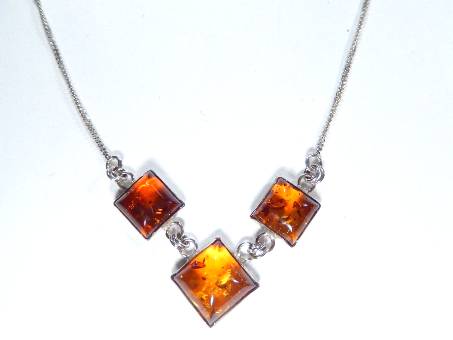 *VINTAGE*  Baltic Amber Sterling Silver Pendant Necklace 925 Cool Piece! 16"