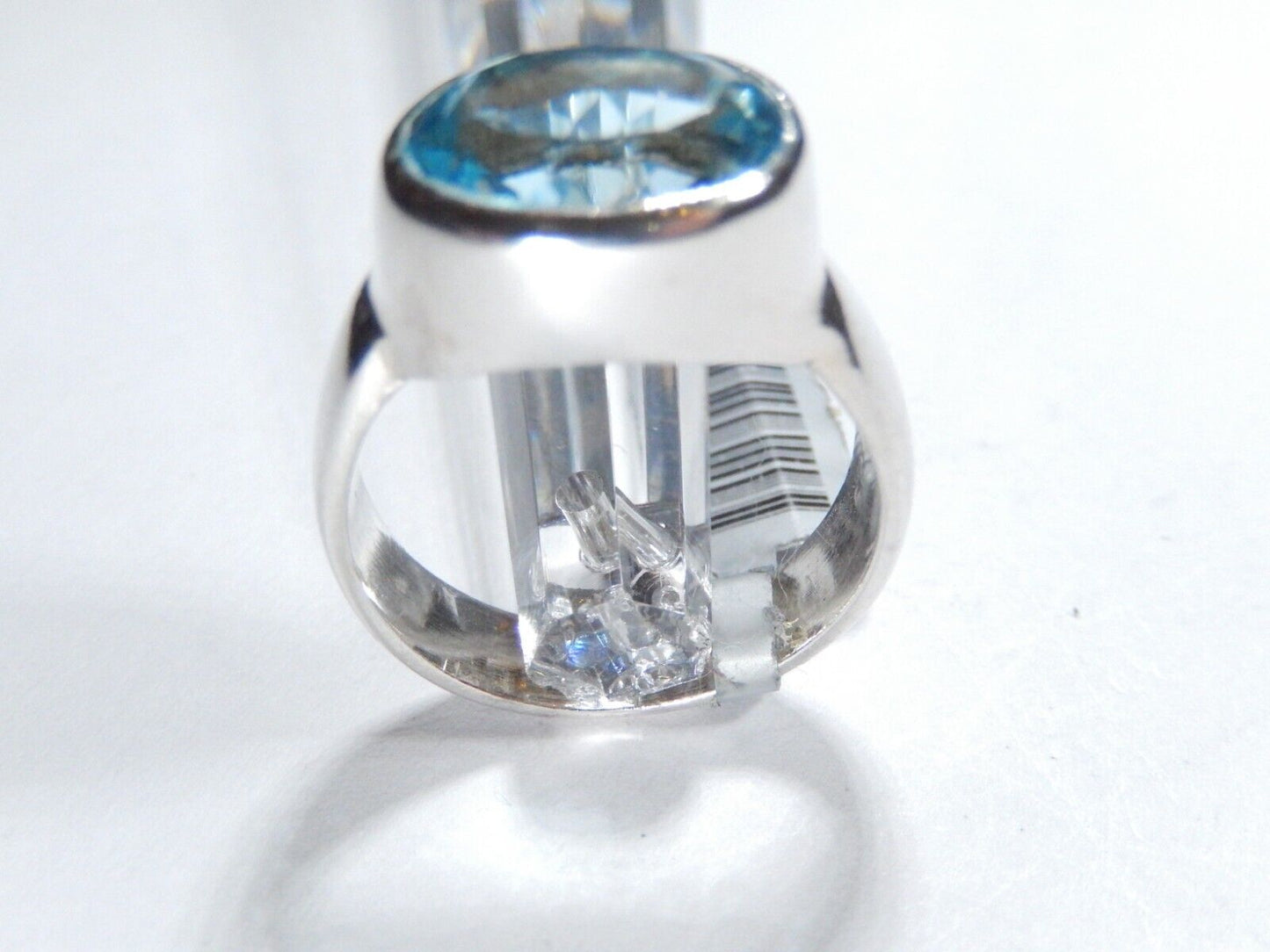 925 Sterling Silver 5.00 CT  Bezel Set Oval Blue Topaz Solitaire Ring Size 7.75