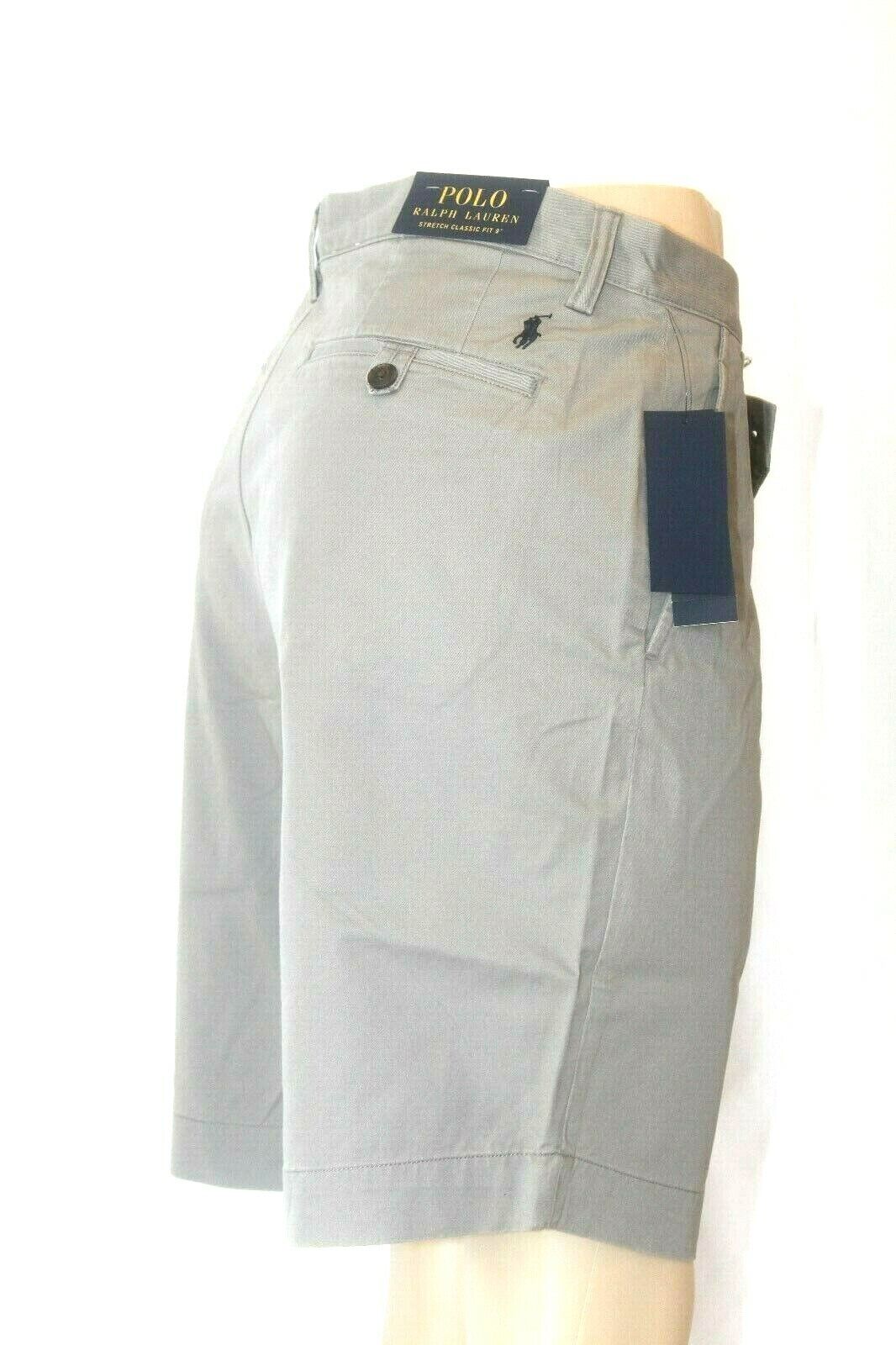 NWT -  $75.Polo Ralph Lauren Men Grey Chino Shorts Stretch Classic Fit 9" Siz 40