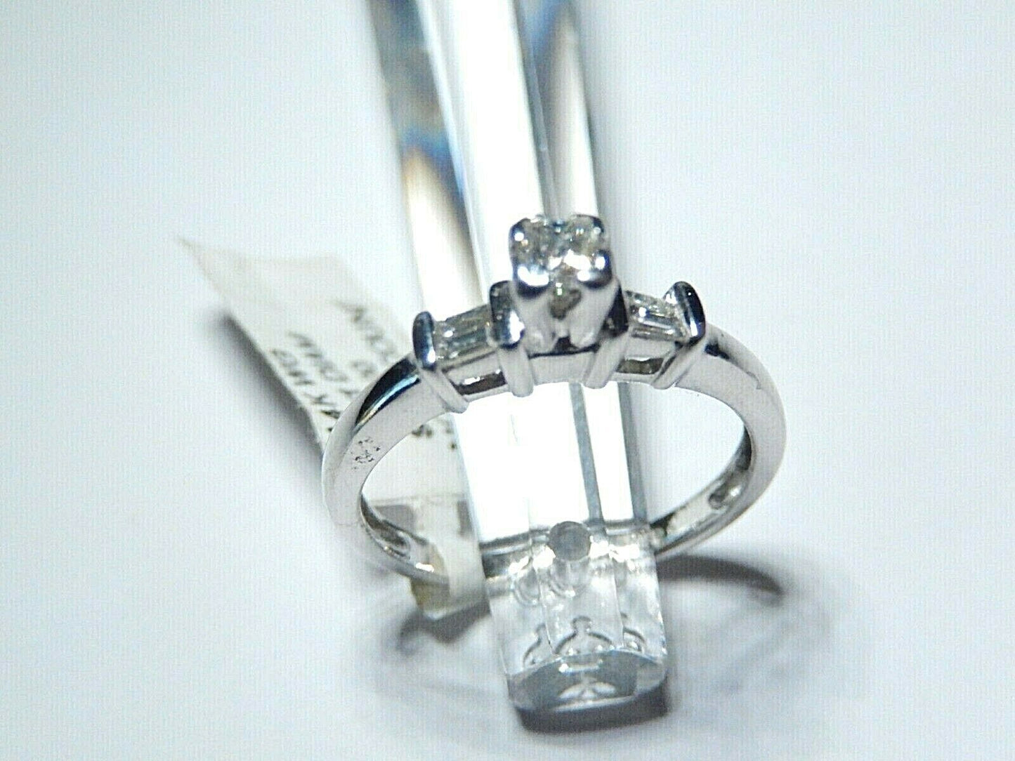 Three Stone .25 Carat VS2/G Princess Cut Diamond Engagement Ring 14k White Gold