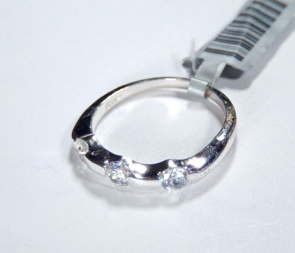 Sterling Silver .50CT TW Three-Stone CZ Band Ring Size 7