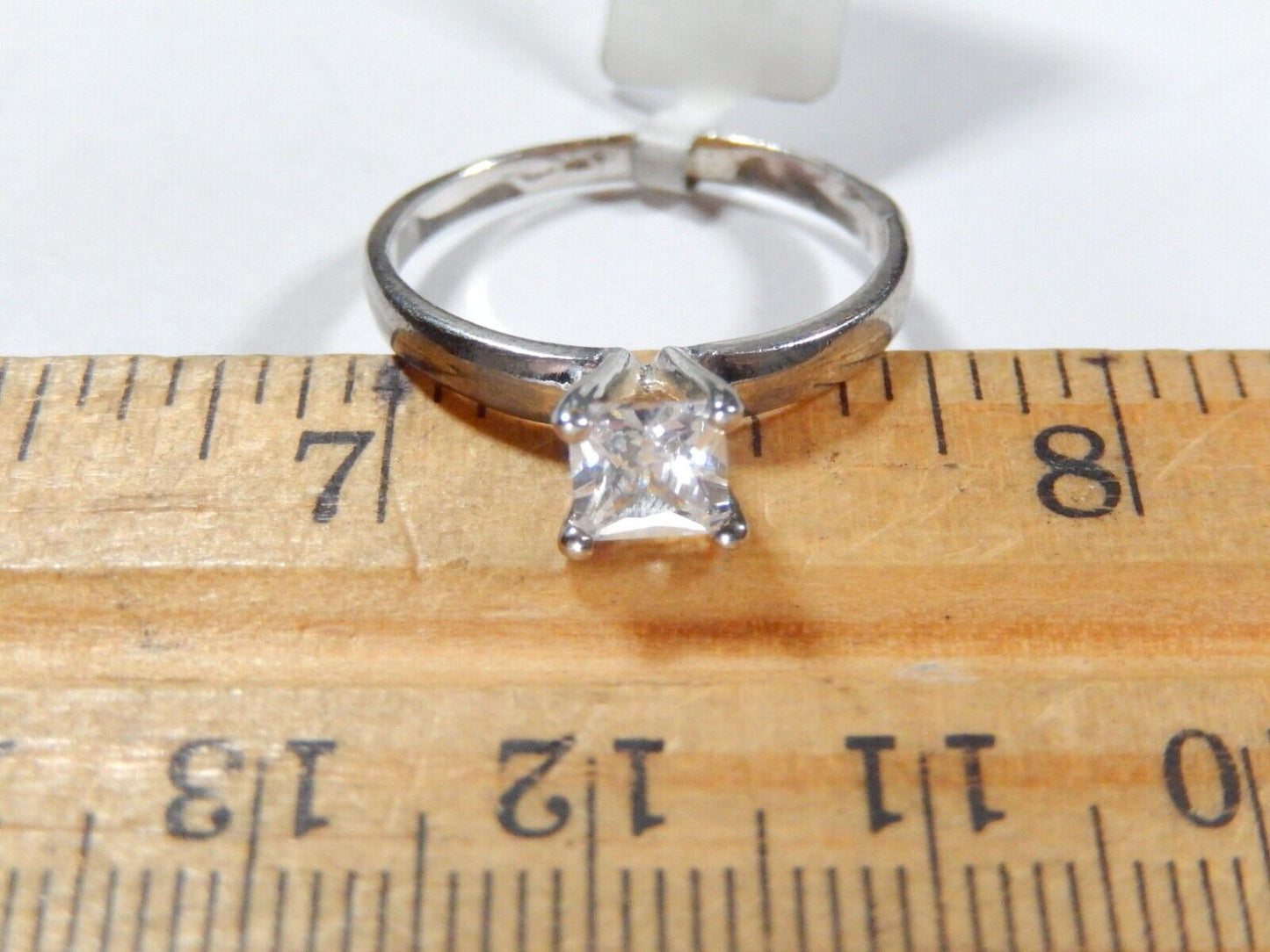*VINTAGE*  Sterling Silver .50 CT Princess Cut White CZ Solitaire Ring Size 7.75