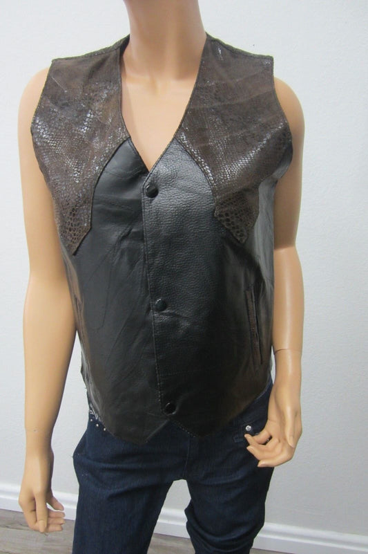 MINT Vintage Navarre Lambskin Leather And Faux Lizard Skin Vest Size Medium