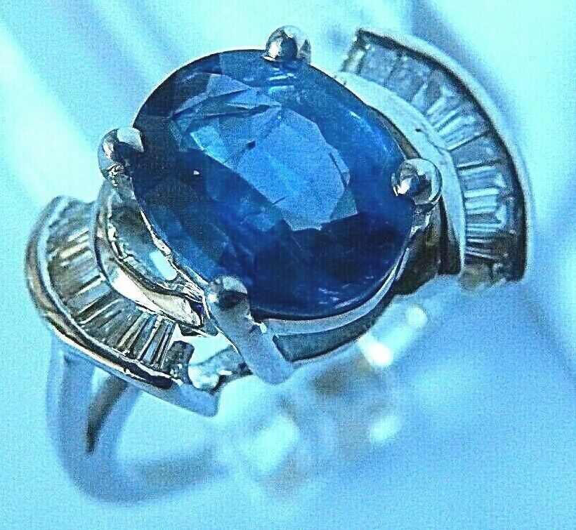 2.75CT  NATURAL LONDON BLUE TOPAZ & DIAMOND COCKTAIL RING 14K WHITE GOLD Sz 6.5