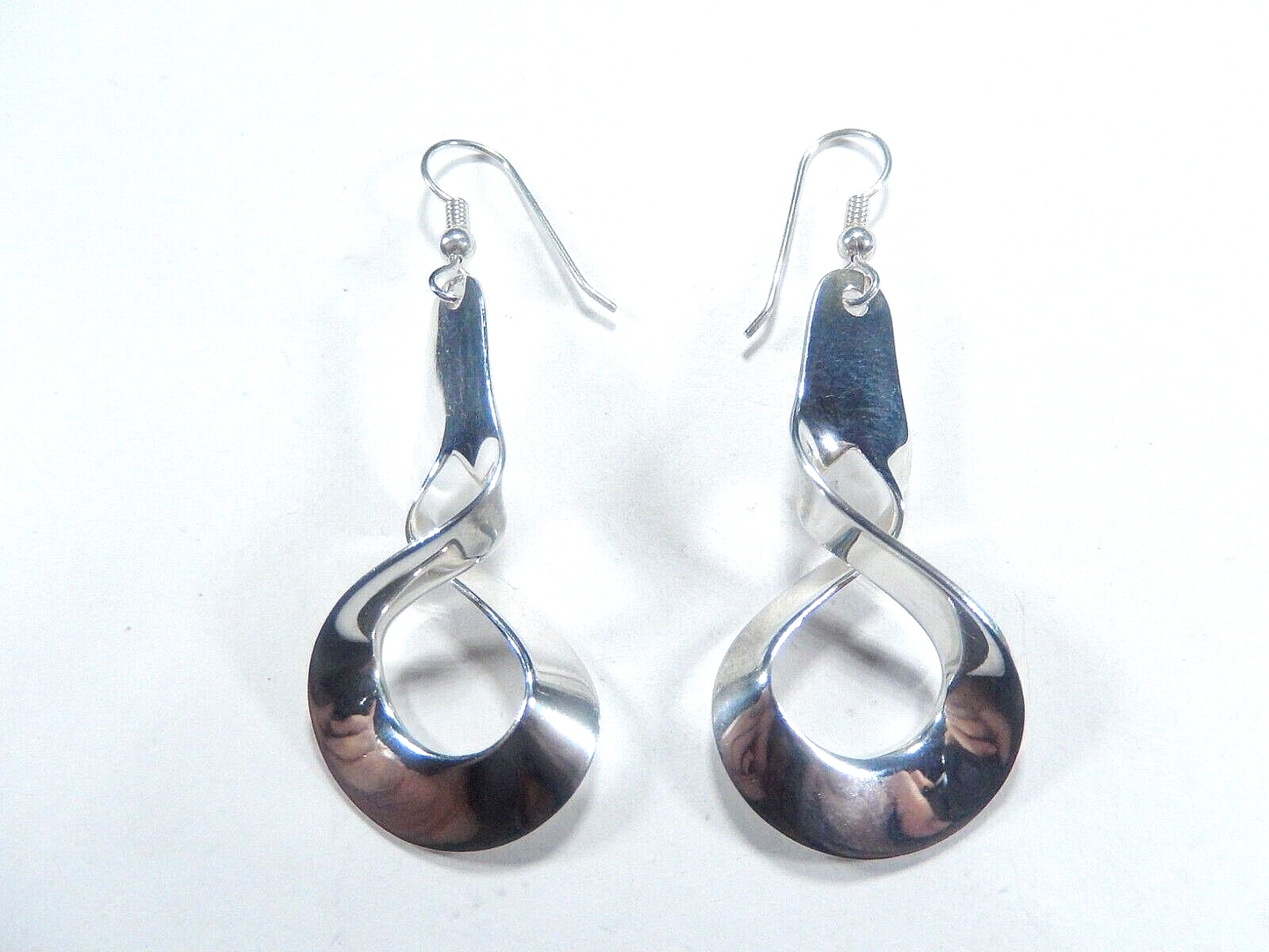 *VINTAGE*   Dangling Sterling Silver .925 Modernist  Earrings 2 1/4" Tall