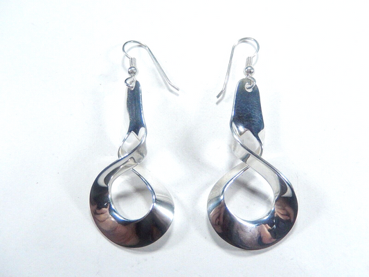 *VINTAGE*   Dangling Sterling Silver .925 Modernist  Earrings 2 1/4" Tall