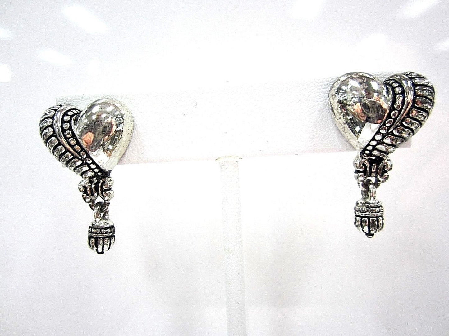 RETIRED Brighton Silver Plate Heart Post Dangle Pierced Earrings