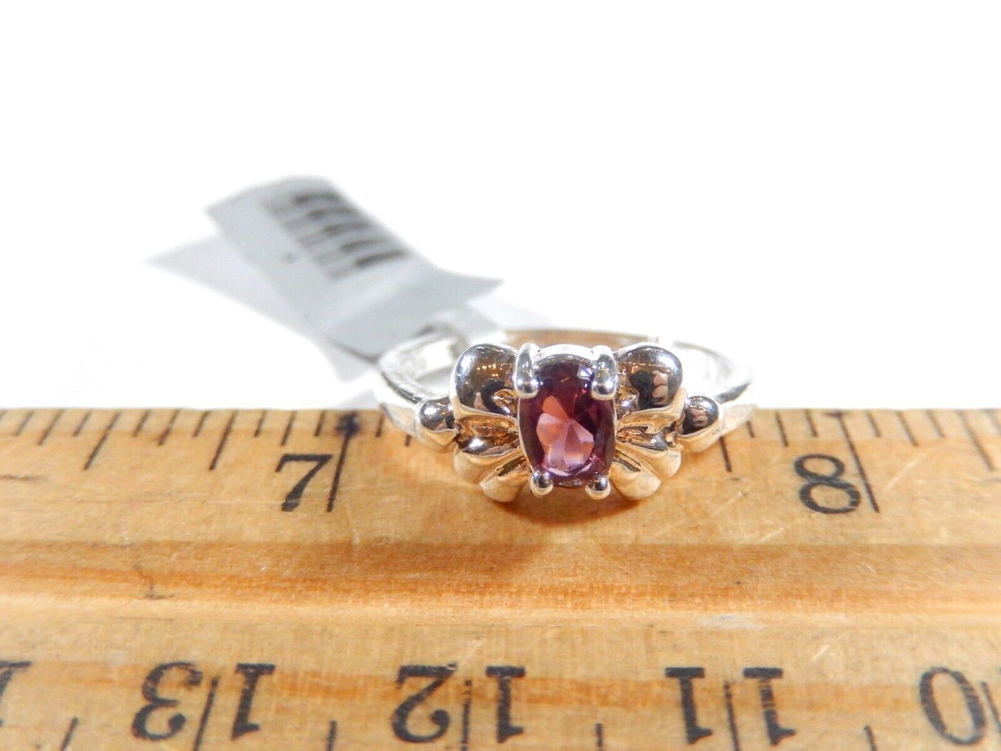*VINTAGE* Cute Sterling Silver Garnet Ring Size 6.75