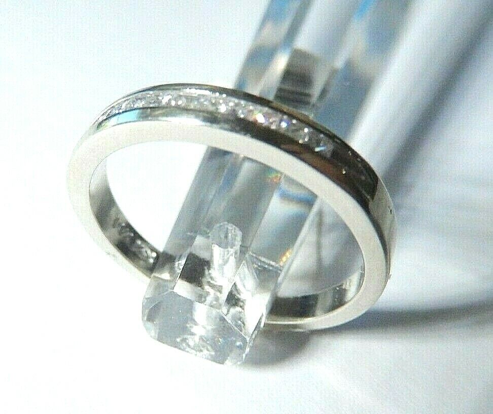 14kt White Gold Womens Princess Channel-set Diamond Single Row Wedding Band Sz 7