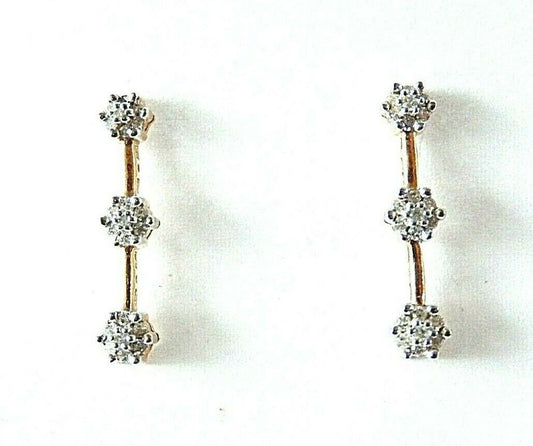 *VINTAGE* 14K YELLOW GOLD  2/5CT 42 DIAMOND  CLASSIC JOURNEY HANGING EARRINGS