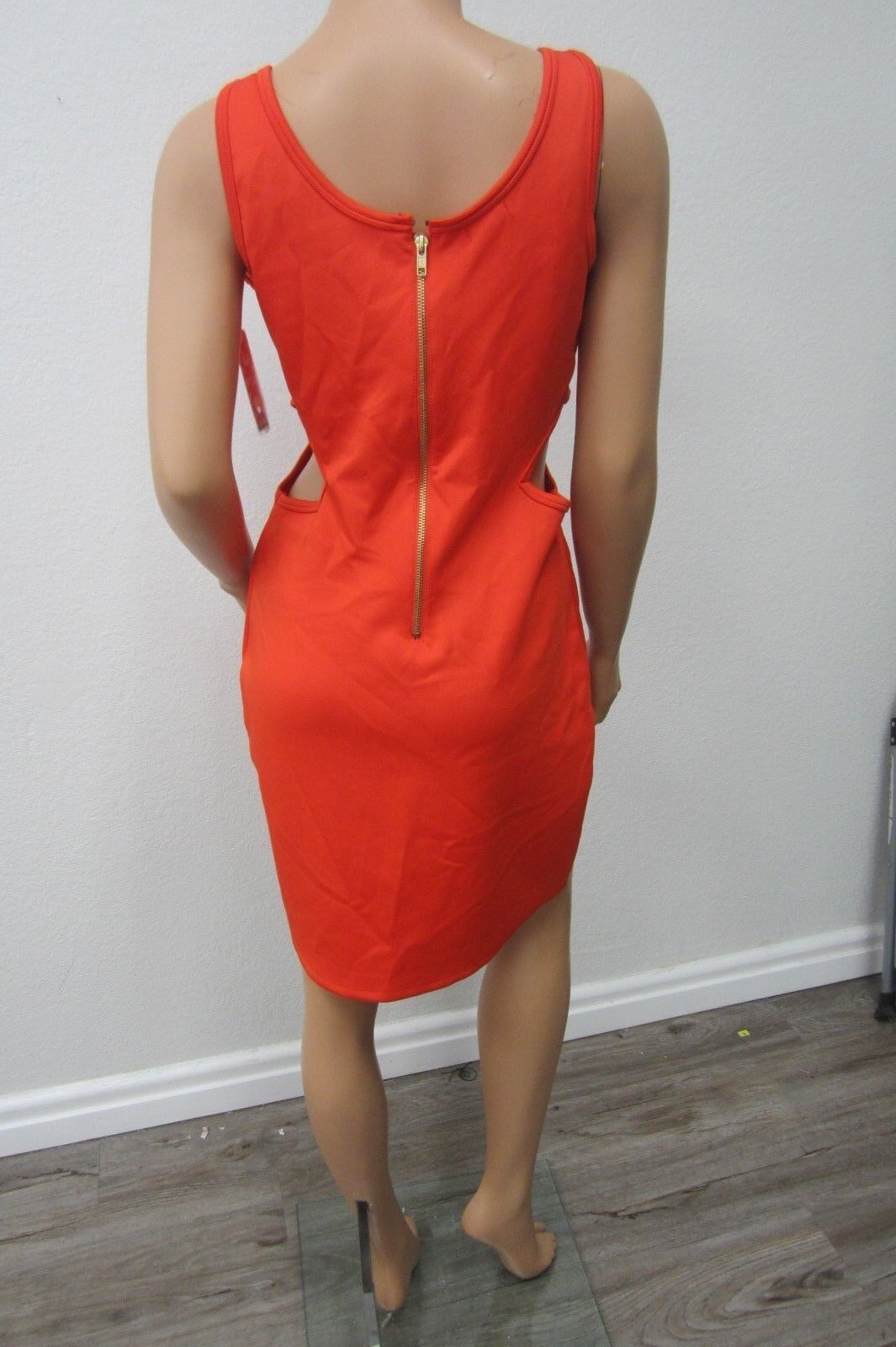 *NWT* Bongo Woman Sexy Orange Club Cut Out Peek-A-Boo Cocktail Dress Size Large